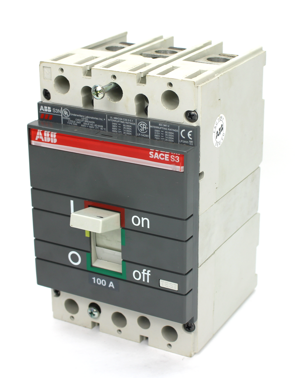 ABB SACE S3N 3-Pole Circuit Breaker 600V, 100A